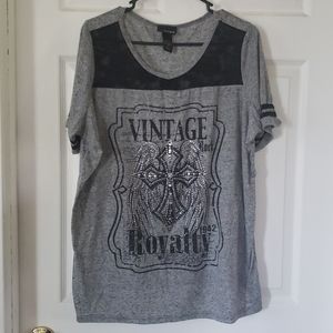 Lane Bryant tee with crystal and lace